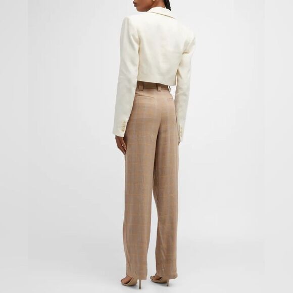 A.L.C. Fynn Plaid Straight-Leg Pants in Tawny Plaid 2 NWT - Picture 2 of 16